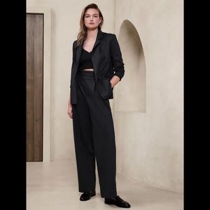 Banana Republic Black HIGH-RISE LINEN-COTTON PANT 00 pettie